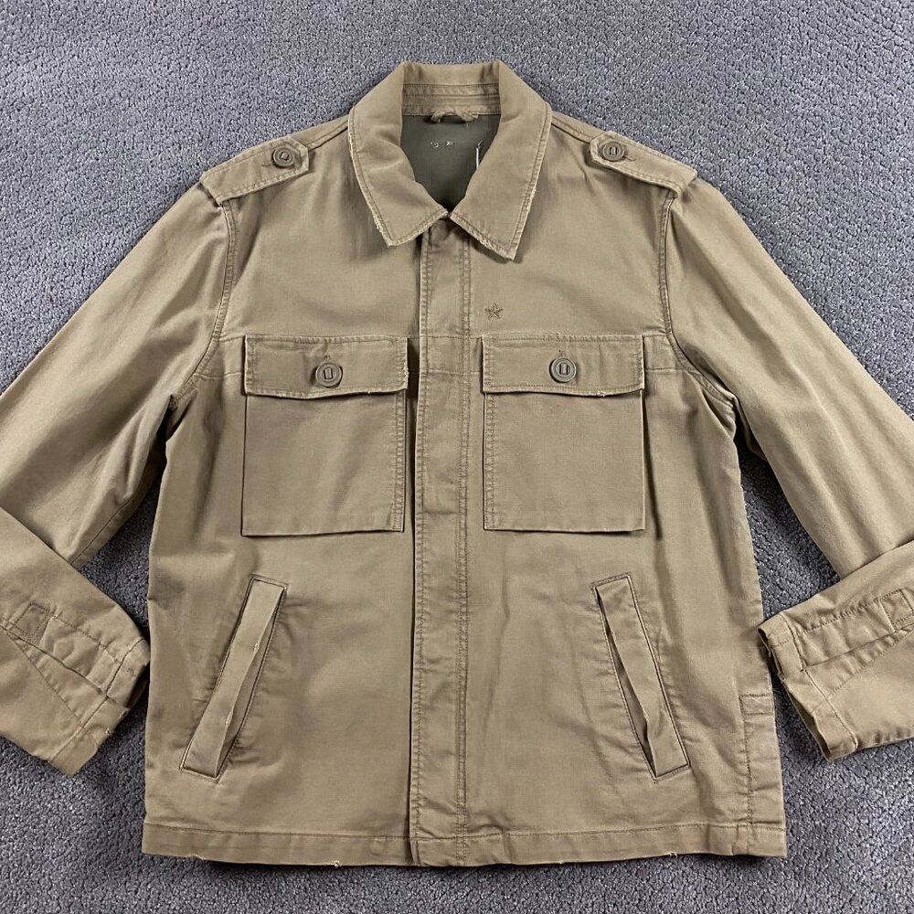Vintage Old Navy Military Field Jacket Coat Men's Large Khaki Button Up